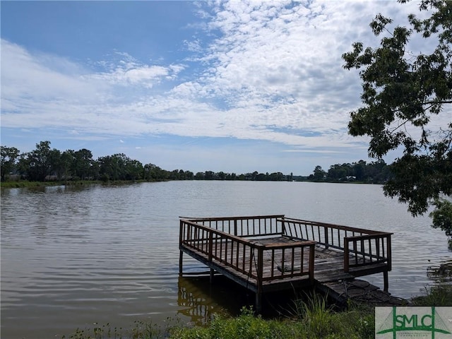 dock area featuring a water view