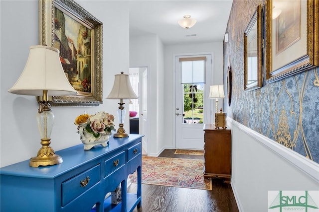 20 Baraco Dr, Savannah, GA 31419 - foyer entrance with baseboards, dark wood finished floors, and visible vents