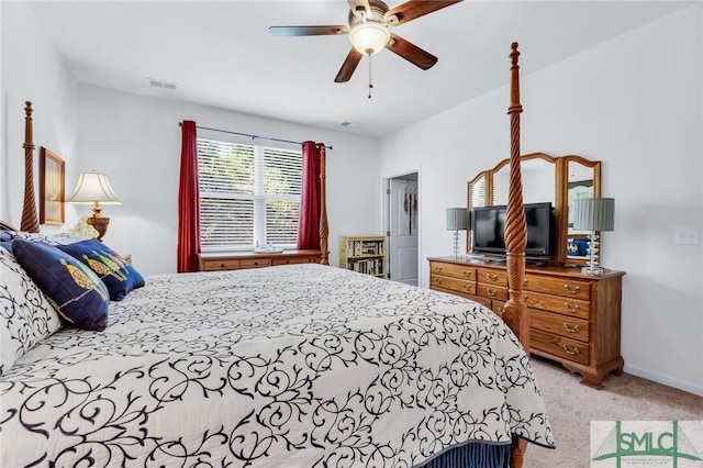 20 Baraco Dr, Savannah, GA 31419 - bedroom featuring baseboards, a ceiling fan, visible vents, and light colored carpet