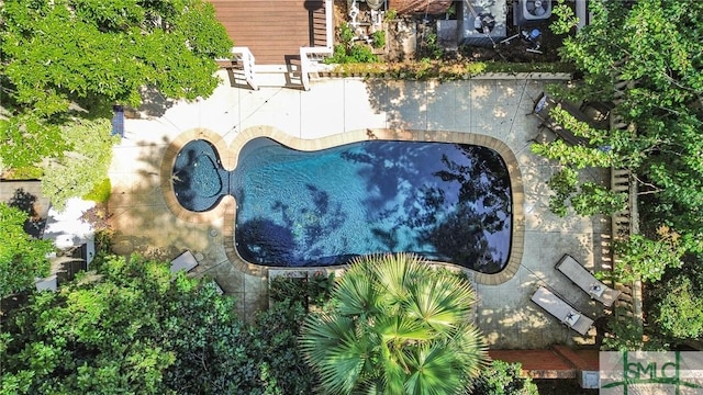 bird's eye view of a pool