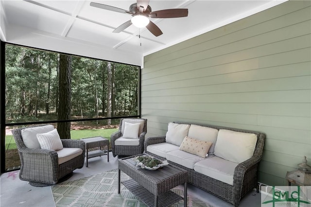 195 Wildlife View Ct N, Richmond Hill, GA 31324 - sunroom with an outdoor hangout area and ceiling fan