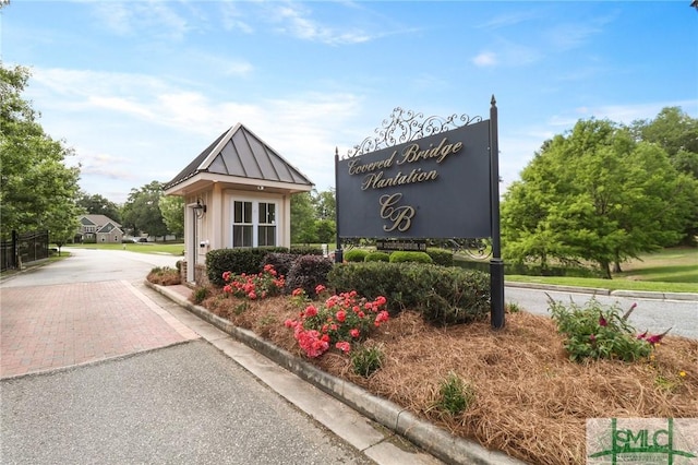 view of community sign