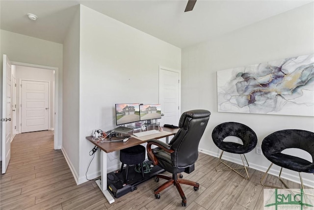 89 Evan Wade Ct NE, Ludowici, GA 31316 - office space featuring wood finished floors, baseboards, and a ceiling fan