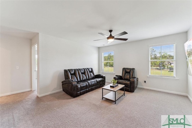 89 Evan Wade Ct NE, Ludowici, GA 31316 - living area with ceiling fan, carpet, and baseboards
