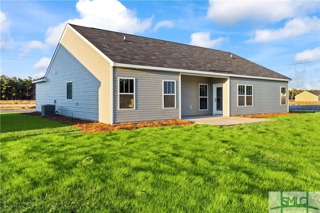 333 Crosswinds Dr, Rincon, GA 31326 - rear view of property with central AC, a lawn, and a patio