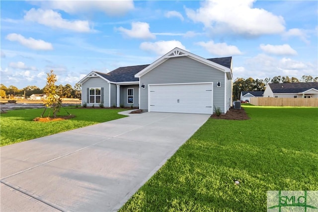 333 Crosswinds Dr, Rincon, GA 31326 - single story home featuring a garage, driveway, a shingled roof, and central AC unit
