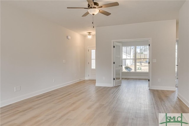 288 Timberlake Dr, Guyton, GA 31312 - empty room with a ceiling fan, light wood-type flooring, and baseboards
