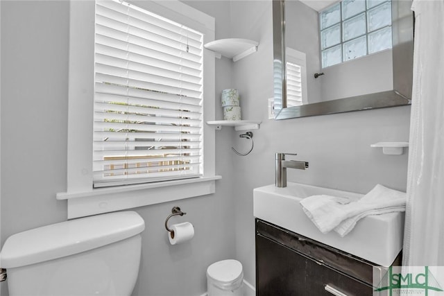 bathroom with toilet and vanity