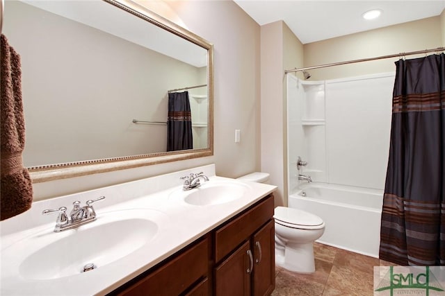 901 Garden Hills Loop, Richmond Hill, GA 31324 - full bathroom with toilet, shower / bath combo, and double vanity