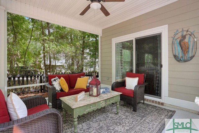 190 Blackjack Oak Dr E, Richmond Hill, GA 31324 - view of patio / terrace with outdoor lounge area and ceiling fan