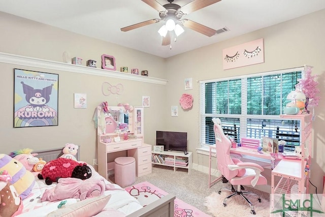 190 Blackjack Oak Dr E, Richmond Hill, GA 31324 - carpeted bedroom featuring a desk, ceiling fan, and baseboards