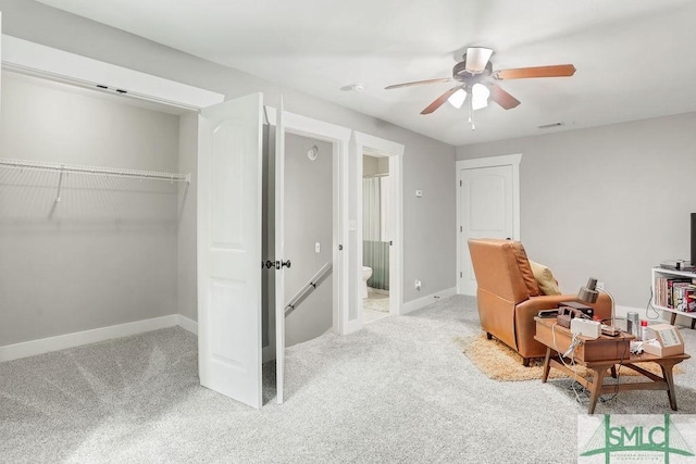 190 Blackjack Oak Dr E, Richmond Hill, GA 31324 - sitting room with carpet floors, a ceiling fan, and baseboards