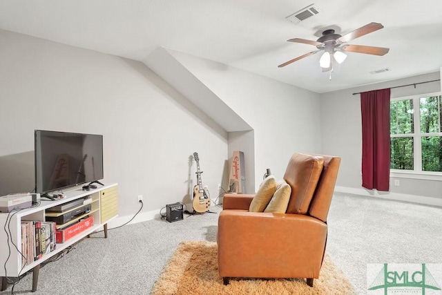 190 Blackjack Oak Dr E, Richmond Hill, GA 31324 - living area with carpet, a ceiling fan, and baseboards
