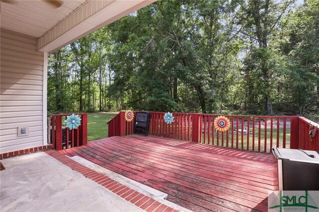 2431 Walden Way, Statesboro, GA 30458 - wooden terrace with view of wooded area