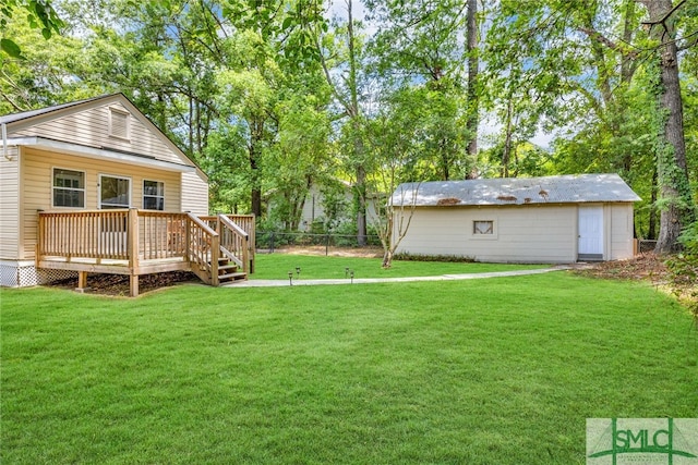 239 Chatham Ave, Pooler, GA 31322 - view of yard with a wooden deck