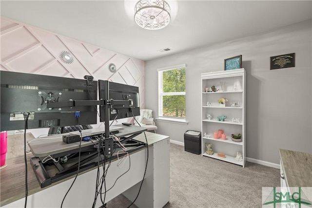 office area with baseboards and carpet flooring