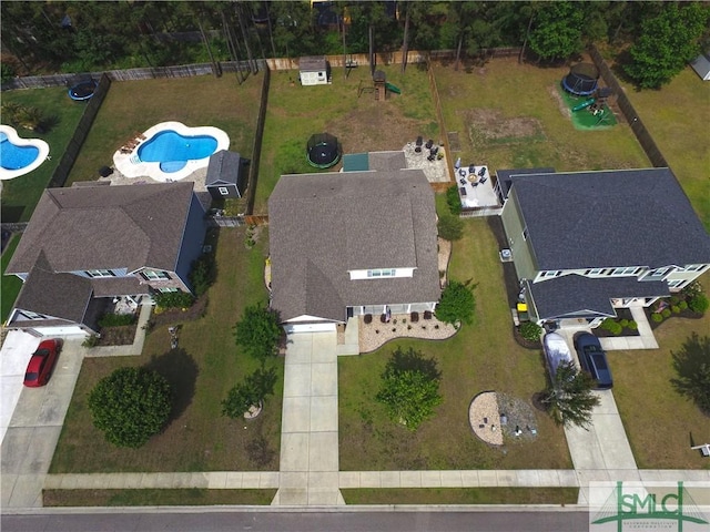 bird's eye view of a pool