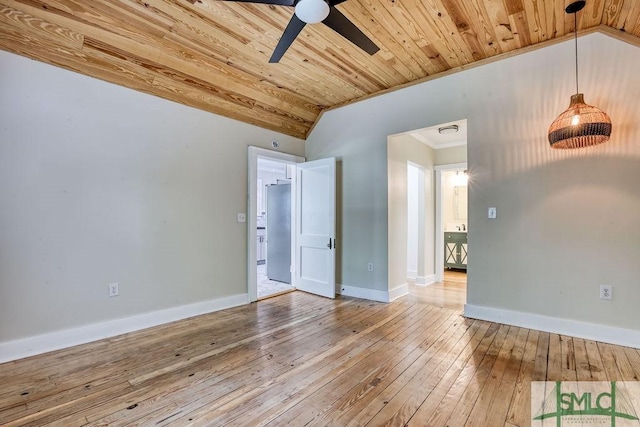 417 E 61st St, Savannah, GA 31405 - unfurnished room featuring lofted ceiling, wood ceiling, a ceiling fan, hardwood / wood-style flooring, and ornamental molding