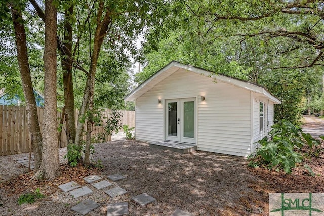 417 E 61st St, Savannah, GA 31405 - back of house featuring french doors and an outdoor structure