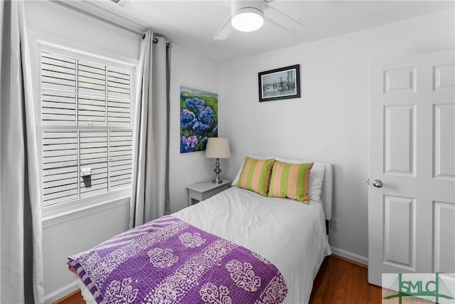 524 Nicoll St, Savannah, GA 31401 - bedroom featuring wood finished floors, baseboards, and ceiling fan