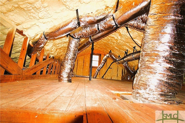 view of unfinished attic