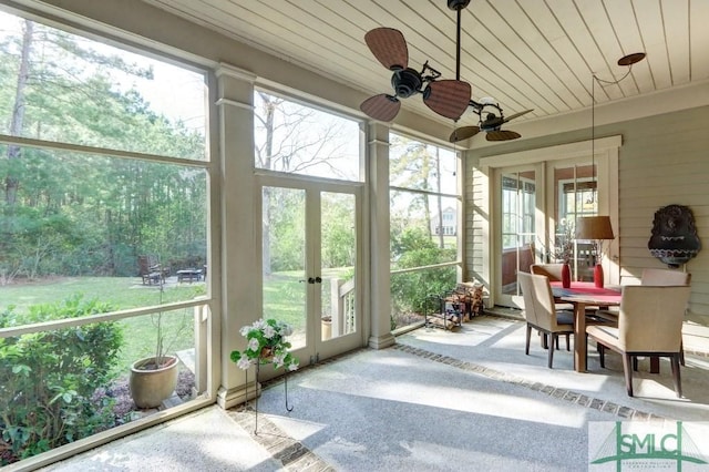 18 Enclave Cir, Savannah, GA 31419 - sunroom featuring french doors, healthy amount of natural light, and a ceiling fan