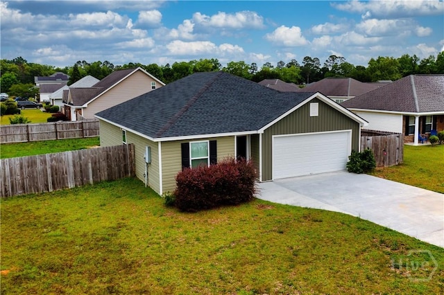 111 Auburn Cir, Glennville, GA 30427 - view of front facade featuring an attached garage, roof with shingles, concrete driveway, and board and batten siding