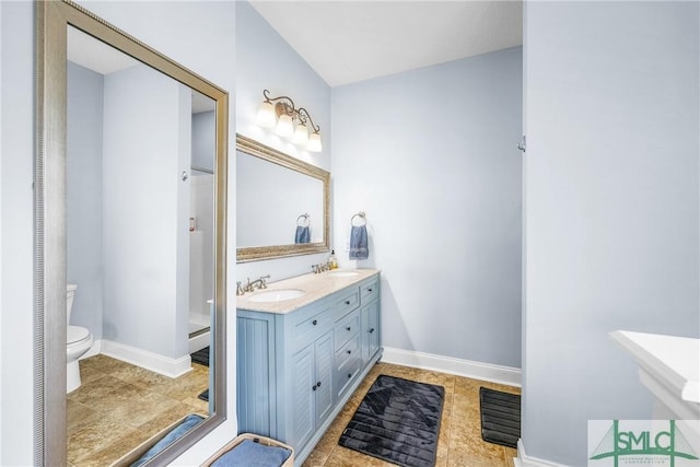 107 Christian Ct, Rincon, GA 31326 - full bath featuring toilet, a stall shower, double vanity, and baseboards