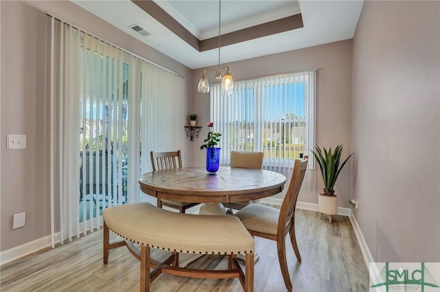 206 Park Chase Chase, Pooler, GA 31322 - dining space featuring light wood-style floors, a raised ceiling, and baseboards