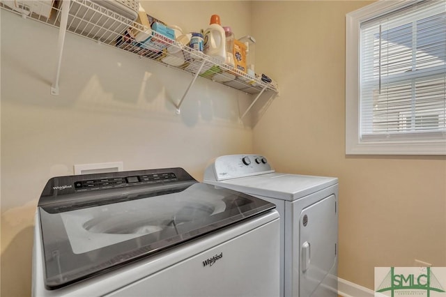 206 Park Chase Chase, Pooler, GA 31322 - washroom featuring separate washer and dryer and baseboards