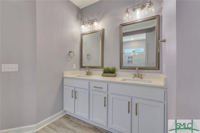 206 Park Chase Chase, Pooler, GA 31322 - full bath with baseboards, double vanity, and wood finished floors