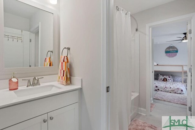 710 Longleaf Dr, Richmond Hill, GA 31324 - ensuite bathroom with a ceiling fan and vanity