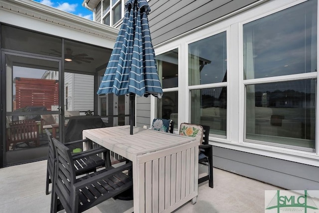 710 Longleaf Dr, Richmond Hill, GA 31324 - view of patio / terrace with ceiling fan and outdoor dining area