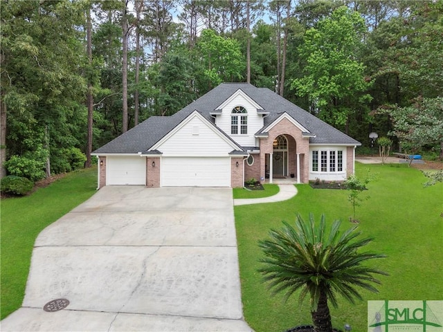 6 Baysprings Pt, Savannah, GA 31405 - traditional home featuring driveway, brick siding, a front yard, and an attached garage