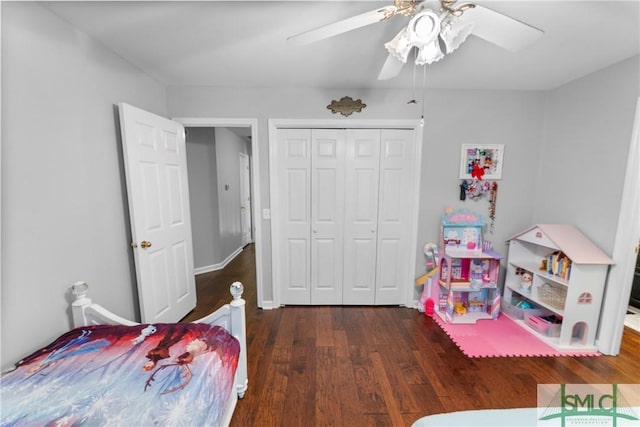 6 Baysprings Pt, Savannah, GA 31405 - bedroom with wood finished floors, a closet, and ceiling fan