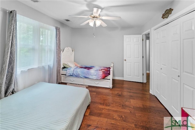 6 Baysprings Pt, Savannah, GA 31405 - bedroom with a closet, wood finished floors, a ceiling fan, and baseboards