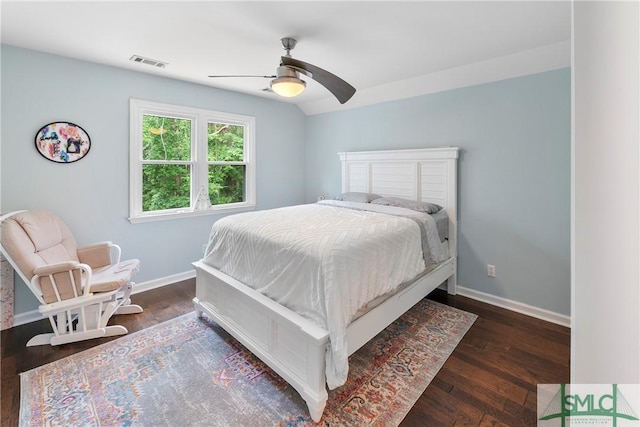 6 Baysprings Pt, Savannah, GA 31405 - bedroom featuring baseboards, dark wood-style flooring, and ceiling fan