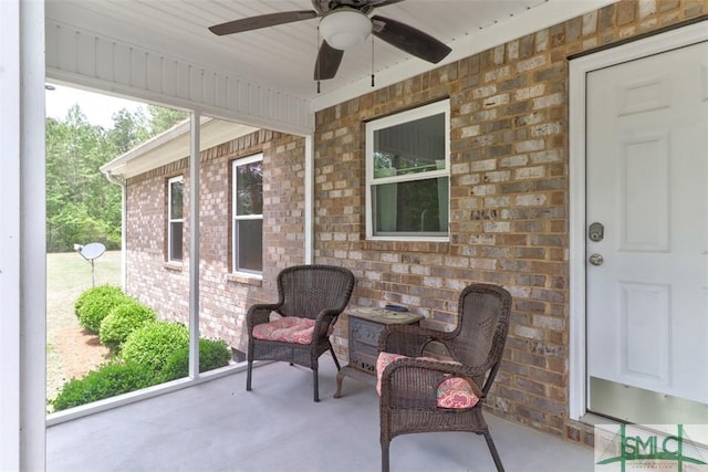 view of patio with ceiling fan