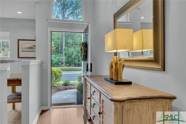 144 Royal Ln, Pooler, GA 31322 - entrance foyer with healthy amount of natural light, light wood-style floors, and recessed lighting