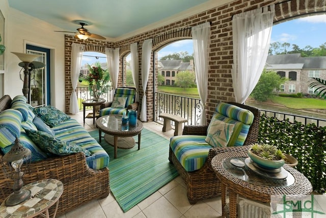 1104 River Oaks Dr Unit 1104, Richmond Hill, GA 31324 - sunroom / solarium featuring ceiling fan, an outdoor living space, and plenty of natural light