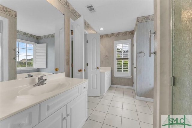 105 Crooked Wood Ln, Savannah, GA 31406 - full bathroom featuring wallpapered walls, plenty of natural light, tile patterned floors, vanity, and baseboards