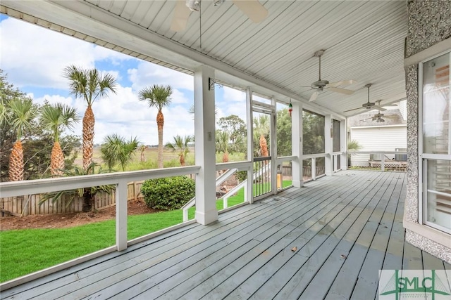105 Crooked Wood Ln, Savannah, GA 31406 - unfurnished sunroom with ceiling fan