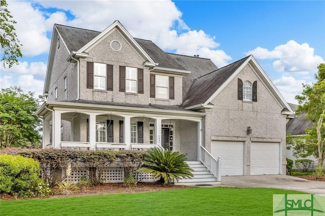 105 Crooked Wood Ln, Savannah, GA 31406 - traditional home featuring covered porch, driveway, a front lawn, and an attached garage