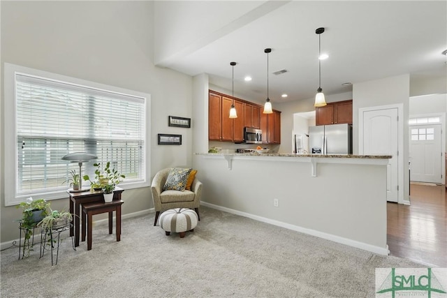 17 Olde Gate Ct, Pooler, GA 31322 - living area featuring light colored carpet, baseboards, and recessed lighting