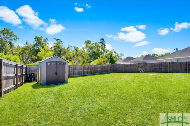 view of yard with a storage unit and an outdoor structure