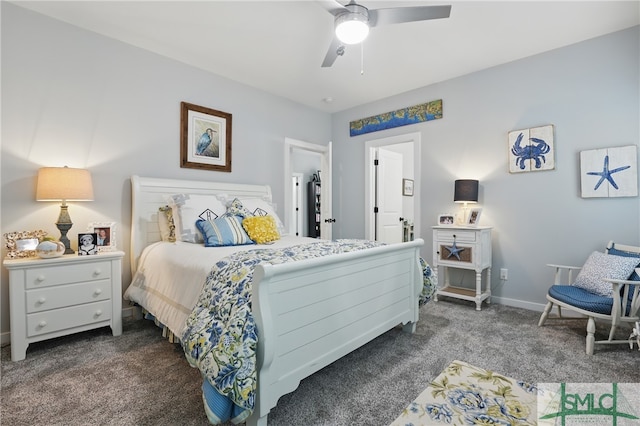 240 Blackjack Oak Dr W, Richmond Hill, GA 31324 - bedroom featuring dark carpet, baseboards, and a ceiling fan