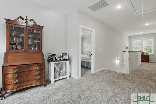 240 Blackjack Oak Dr W, Richmond Hill, GA 31324 - interior space featuring attic access, carpet flooring, recessed lighting, baseboards, and an upstairs landing