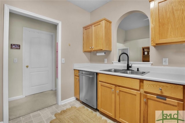 113 Taylor Ct, Richmond Hill, GA 31324 - kitchen with a sink, dishwasher, light countertops, and baseboards