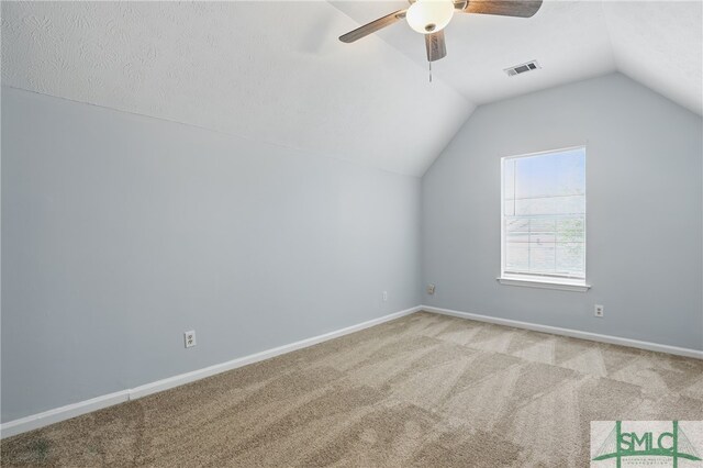 57 Cut Off Way, Richmond Hill, GA 31324 - additional living space with carpet, lofted ceiling, ceiling fan, and baseboards