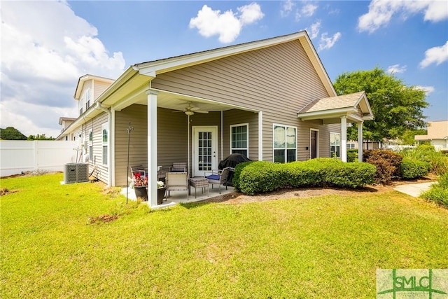 38 Travertine Cir, Savannah, GA 31419 - back of property featuring a ceiling fan, a patio area, and central air condition unit
